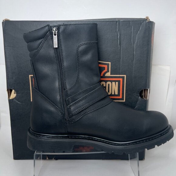Harley Davidson Men Booker Boots Black Leather Motorcycle Boots Size 13 - Picture 4 of 16